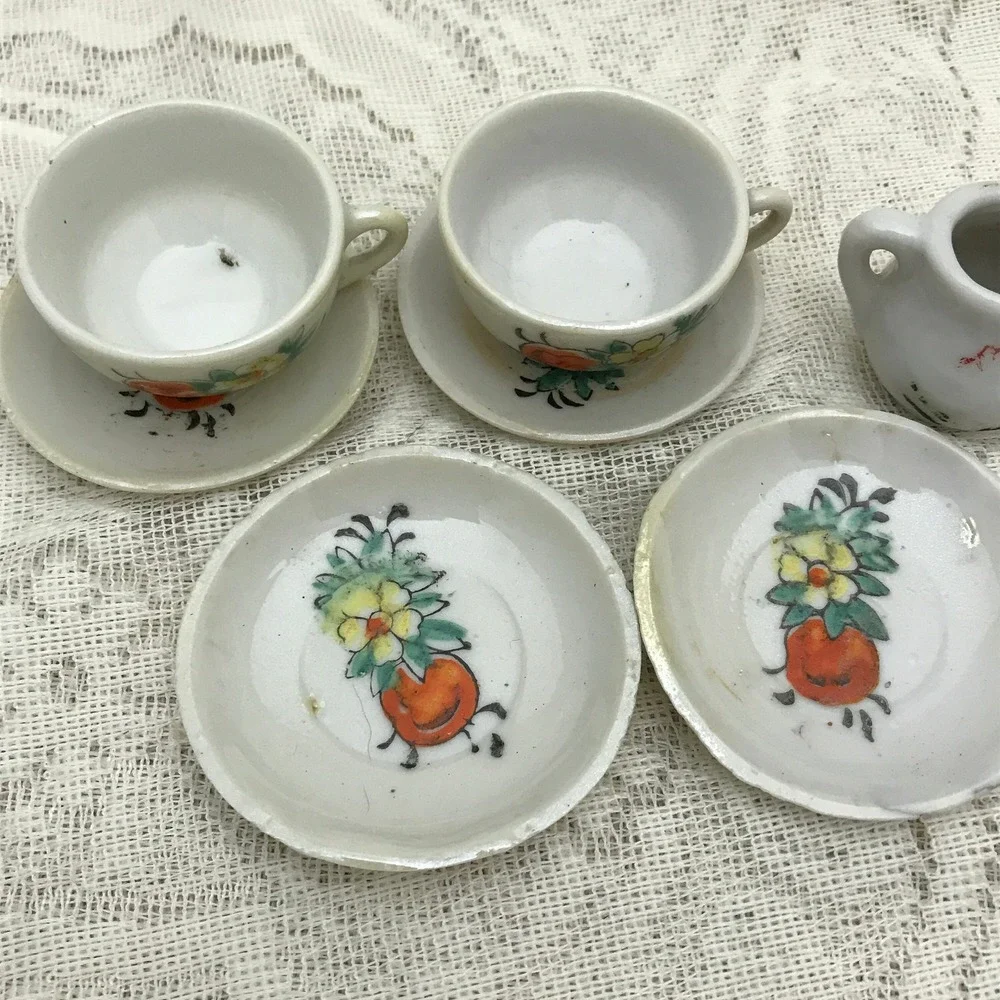Vintage Miniature Floral Tea Set: 1960s Japan‎ Doll Dishes